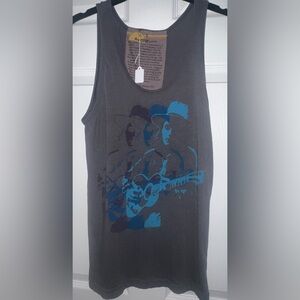 Gray Tank Top with Blue Graphic